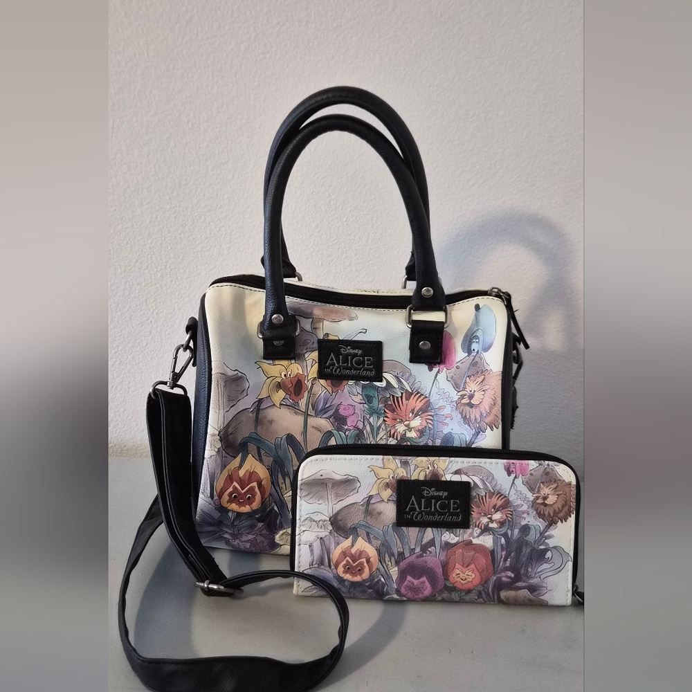 Loungefly Disney Alice In Wonderland Watercolor Scene Barrel Bag And Wallet